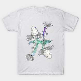 Pisces Skeleton - Black Outline T-Shirt